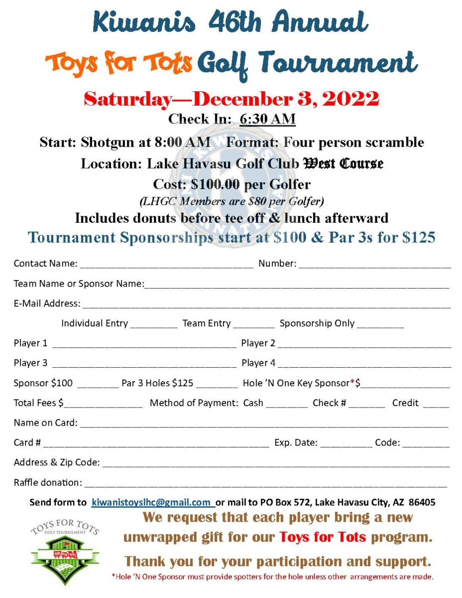 46th Annual Toys for Tots Golf Tournament Lake Havasu City